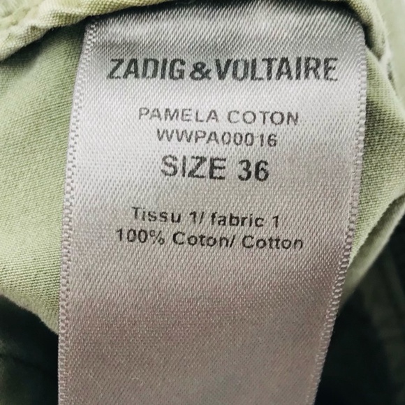 Zadig & Voltaire Pamela Cotton Trouser Pants Stripe Green Size 36 - Picture 4 of 8